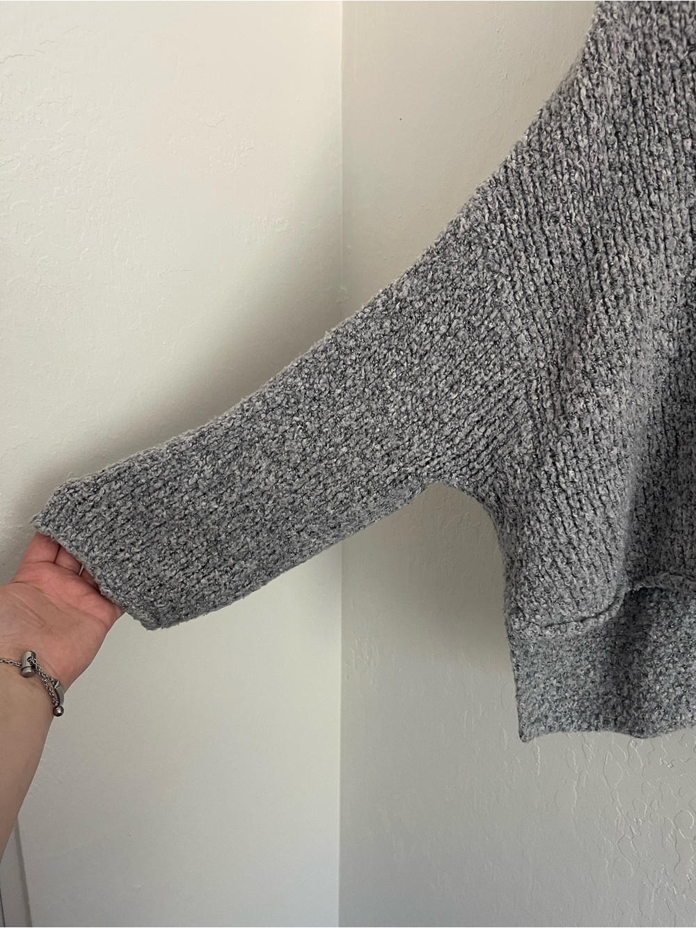 Free People Bff Sweater Oversized Gray Knit Cowl Neck Casual Womens Size Small - Picture 4 of 8